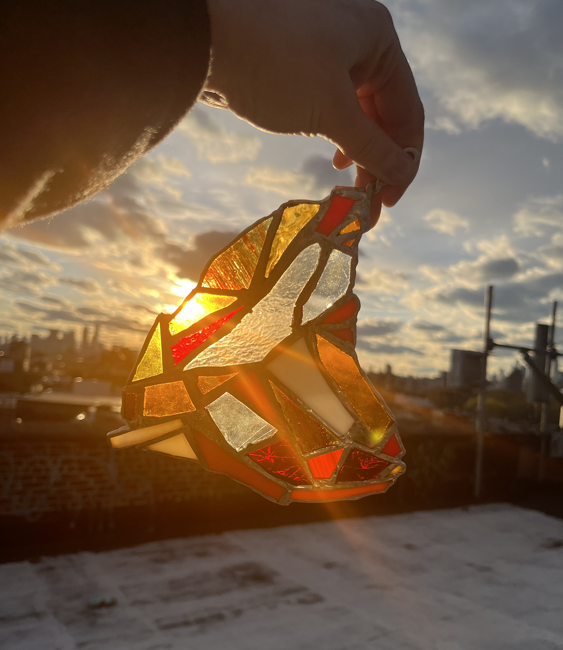 t-bone steak made of stained glass